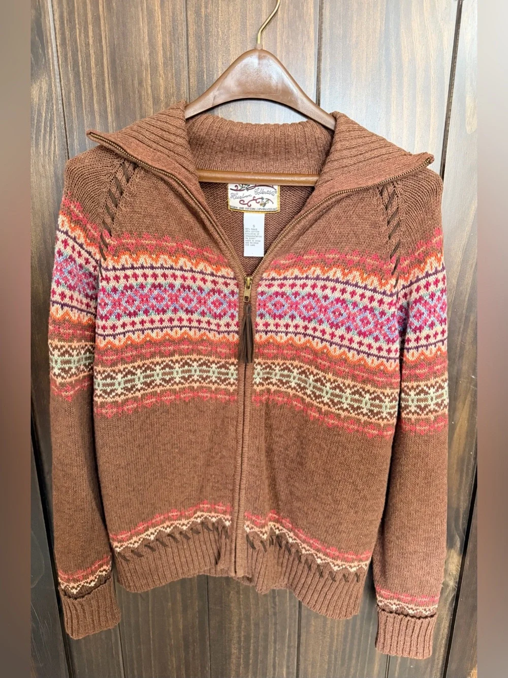 VTG 2001 Heirloom Collectibles Sweater Fair Isle Cardigan Full Zip Womens Small - Picture 5 of 8
